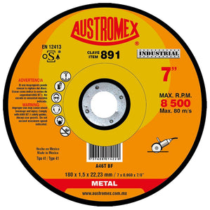Disco Corte Metal Industrial 7" X 0.06" X 7/8" AUSTROMEX 891