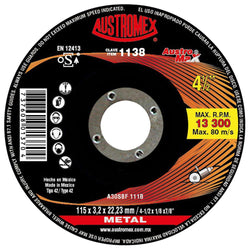 Disco Corte Metal Sustituye 3871 D 4-1/2" X 1/8" X 7/8" AUSTROMEX 1138