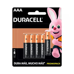 Pila Alcalina Duracell AAA 4 Pzas