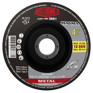 Disco desbaste Metal 4-1/2" X 1/4" X 7/8" MAGMA AUSTROMEX 3861