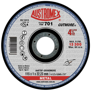 Disco Corte Metal 4-1/2" X 3/16" X 7/8" CUTMORE AUSTROMEX 701