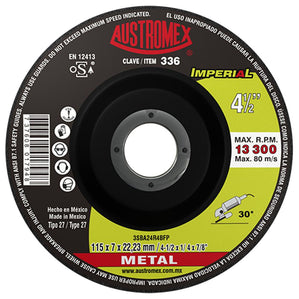 Disco desbaste Metal 4-1/2" X 1/4" X 7/8" IMPERIAL AUSTROMEX 336