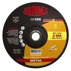 Disco desbaste Metal 9" X 1/4" X 7/8" KREATOR AUSTROMEX 588