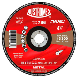 Disco Corte Metal 4 1/2" X 1/16" X 7/8" HUM AUSTROMEX 786