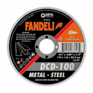 Disco Corte delgado Metal 4 1/2" X .040 X 7/8" Fandeli 72940