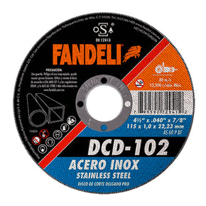 Disco Corte Delgado Acero Inox 4 1/2" X .040 X 7/8" Fandeli 72941
