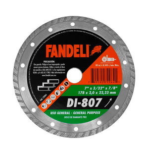 Disco Diamante Turbo 7" X 2.2 X 22.23 Fandeli 72964