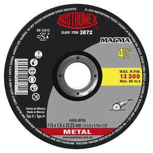 Disco de Corte Metal Uso Industrial Pesado 4 1/2" X 1/16" X 7/8" MAGMA AUSTROMEX 3872