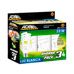 Kit 3 Focos Ahorrador 23W E27 Blanco ADIR 2880-3PACK