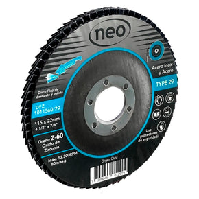 Disco Laminado 4 1/2 de Zirconio Grano 60 NEO SYNERGY DFZ1011560/29