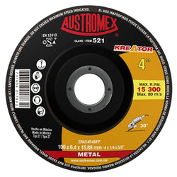 Disco desbaste Metal 4" X 1/4" X 5/8" KREATOR AUSTROMEX 521