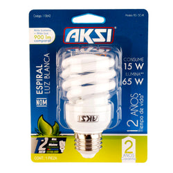 Foco Ahorrador Mini Espiral 15W Luz Blanca AKSI 110642