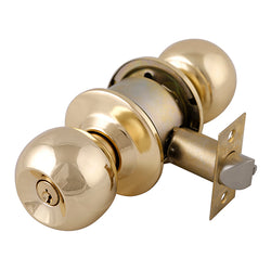 Cerradura Perilla Barza Cilindrica Llave-Boton Laton Brillante DEXTER 6601